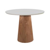 Mesa de Jantar Redonda Cone 90cm Vidro Off White