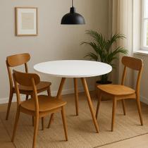 Mesa de Jantar Redonda Design Contemporâneo Pés Madeira Mesa de Jantar Redonda Design Contemporâneo Pés Madeira