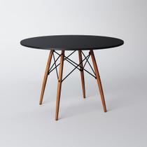 Mesa de Jantar Redonda Eames Eiffel Wood Tampo 80cm Preto