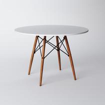 Mesa de Jantar Redonda Eiffel Eames 90cm de Madeira Branco
