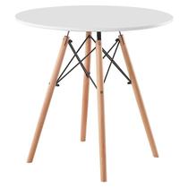 Mesa De Jantar Redonda Eiffel Pés Madeira 90cm Branca