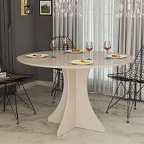 Mesa de Jantar Redonda Elisa 4 Lugares 80x80 Base em X em Mdf - Off White