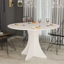 Mesa de Jantar Redonda Elisa 4 Lugares 90x90 Base em X em Mdf - Branco Mesa de Jantar Redonda Elisa 4 Lugares 90x90 Base em X em Mdf - Branco