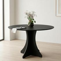 Mesa de Jantar Redonda Elisa 4 Lugares 90x90 Base em X em Mdf - Preto Mesa de Jantar Redonda Elisa 4 Lugares 90x90 Base em X em Mdf - Preto