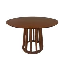 Mesa de Jantar Redonda em Madeira 130x130cm Base Cone Palito Cor:Nogueira