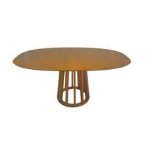 Mesa de Jantar Redonda em Madeira 160x100cm Base Cone Palito Cor:Cerejeira