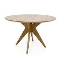 Mesa de Jantar Redonda em Madeira Maciça Andria 120cm de Diâmetro Cor:Castanho Claro