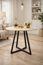 Mesa de Jantar Redonda em MDF pés de Aço Resistente Elegante Apartamento