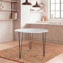 Mesa De Jantar Redonda Hairpin 90cm MDF BP BRANCO TX Mesa De Jantar Redonda Hairpin 90cm MDF BP BRANCO TX