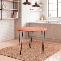 Mesa De Jantar Redonda Hairpin 90cm MDF BP Noronha Mesa De Jantar Redonda Hairpin 90cm MDF BP Noronha
