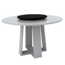 Mesa De Jantar Redonda Isabela 1,35M Com Tampo Giratório Off White/Off White/Preto - New Ceval