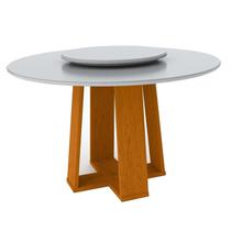 Mesa De Jantar Redonda Isabela 1,35M Com Tampo Giratório Ypê/Off White/Off White - New Ceval Mesa De Jantar Redonda Isabela 1,35M Com Tampo Giratório Ypê/Off White/Off White - New Ceval