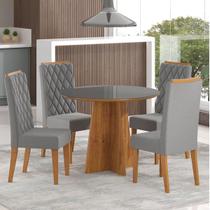 Mesa de Jantar Redonda Keti Com 4 Cadeiras Iza Mel/Cinza/ Vd Grafite Casa Giulia