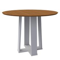 Mesa de Jantar Redonda Lara 120 cm Imbuia Base Off White - D'Rossi