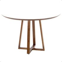 Mesa de Jantar Redonda Lara Premium 120cm em Madeira Maciça e MDF - Branco