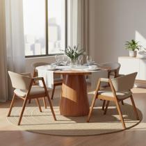 Mesa de Jantar Redonda Liz com Base Cone Amadeirado CCS Mesa de Jantar Redonda Liz com Base Cone Amadeirado CCS