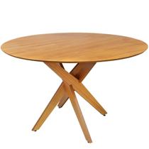 Mesa de Jantar Redonda Madeira Maciça 4 Lugares 120cm Lisboa Mesa de Jantar Redonda Madeira Maciça 4 Lugares 120cm Lisboa