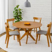 Mesa de Jantar Redonda Madeira Maciça 4 Lugares 120cm Lisboa