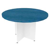 Mesa de Jantar Redonda Natus40 Branca e Azul 120 cm