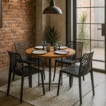 Mesa De Jantar Redonda Para 4 Cadeiras Estilo Industrial Madeira Imbuia 80cm Casa Varanda Sacada Gourmet Apartamento Mesa De Jantar Redonda Para 4 Cadeiras Estilo Industrial Madeira Imbuia 80cm Casa Varanda Sacada Gourmet Apartamento