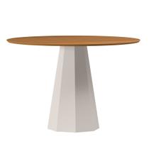 Mesa de Jantar Redonda para 4 Lugares Tampo em Mdf 1,17m Isis Off White/Ypê - New Ceval