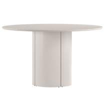 Mesa de Jantar Redonda para 6 Lugares 135cm Tampo Mdf com Vidro Serena Off White - New Ceval Mesa de Jantar Redonda para 6 Lugares 135cm Tampo Mdf com Vidro Serena Off White - New Ceval