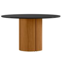 Mesa de Jantar Redonda para 6 Lugares 135cm Tampo Mdf com Vidro Serena Ypê/Preto - New Ceval Mesa de Jantar Redonda para 6 Lugares 135cm Tampo Mdf com Vidro Serena Ypê/Preto - New Ceval