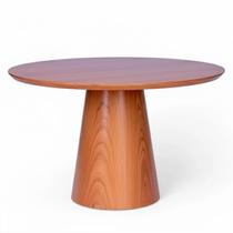 Mesa de Jantar Redonda para 6 Lugares 140cm Liz Base Cone Amadeirado CCS
