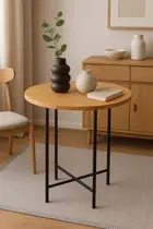 Mesa De Jantar Redonda Para4 Lugares Cadeiras Cozinha Sala de Estar Estilo Industrial De Ferro Com Tampo De Madeira Maciça Cozinha Restaurante