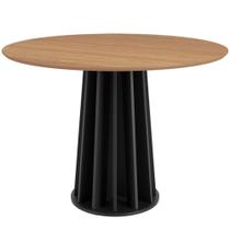 Mesa De Jantar Redonda Pés Ripado Orgânico 105cm Ceci D03 Freijó Preto Fosco - Lyam Decor