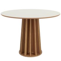 Mesa De Jantar Redonda Pés Ripado Orgânico 105cm Ceci D03 Off White Freijó - Lyam Decor