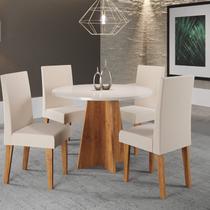 Mesa de Jantar Redonda Spirit 90x90cm com 4 Cadeiras Venus Bege/Mel/Blonde/Bronze Mesa de Jantar Redonda Spirit 90x90cm com 4 Cadeiras Venus Bege/Mel/Blonde/Bronze