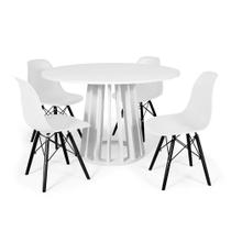 Mesa de Jantar Redonda Talia 120cm Branca com 4 Cadeiras Eames Eiffel Base Preta - Branco