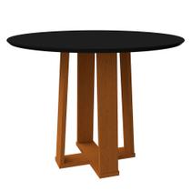 Mesa de Jantar Redonda Tampo com Vidro Lara 120 cm Preto Base Ypê - D'Rossi