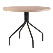 Mesa de Jantar Redonda Tampo Madeira Maciça 90cm com Base de Aço Casual