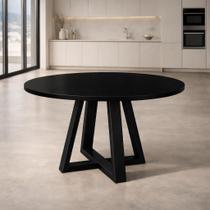 Mesa De Jantar Redonda Tampo MDF Com Vidro Temperado Para 4 Cadeiras