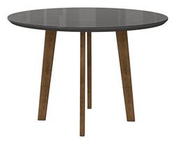 Mesa de Jantar Redonda Turmalina 4 Lugares Pés Oblongo Cinza com Vidro - RV Moveis Mesa de Jantar Redonda Turmalina 4 Lugares Pés Oblongo Cinza com Vidro - RV Moveis