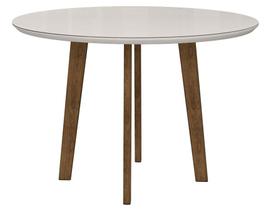 Mesa de Jantar Redonda Turmalina 4 Lugares Pés Oblongo Off White com Vidro - RV Moveis Mesa de Jantar Redonda Turmalina 4 Lugares Pés Oblongo Off White com Vidro - RV Moveis
