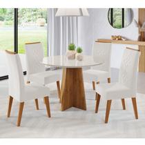 Mesa de Jantar Redonda Viana C/4 Cad Flora em Madeira Maciça Mel/Blonde/V.marfim Mesa de Jantar Redonda Viana C/4 Cad Flora em Madeira Maciça Mel/Blonde/V.marfim