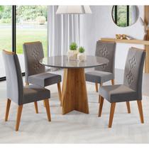 Mesa de Jantar Redonda Viana C/4 Cad Flora em Madeira Maciça Mel/Grafite/V.grafite Mesa de Jantar Redonda Viana C/4 Cad Flora em Madeira Maciça Mel/Grafite/V.grafite