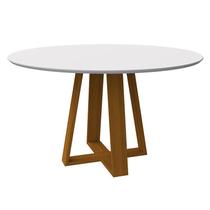 Mesa de Jantar Redonda Vitória 135x135 Ipê/Off White - PR Móveis