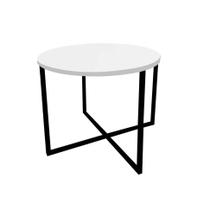 Mesa de Jantar Redondo Theo 90cm Industrial Ferro Preto Tampo 100% MDF Branco - Ahazzo Móveis