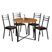 Mesa De Jantar Renata 100 cm tampo Redondo Preto Ype com 4 Cadeiras 061 Preto Madeira Imbuia -Artefamol Mesa De Jantar Renata 100 cm tampo Redondo Preto Ype com 4 Cadeiras 061 Preto Madeira Imbuia -Artefamol
