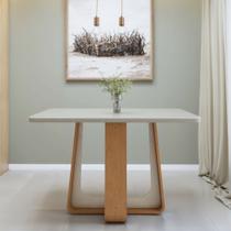 Mesa de Jantar Retangular 120cm Maxi Tampo com Vidro Sintonia Bege/Amêndoa Clean/Off White