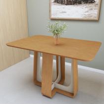 Mesa de Jantar Retangular 120cm Tampo MDF Sintonia Marrom/Amêndoa Clean/Off White