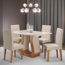 Mesa de Jantar Retangular 120x80cm Inovare com 4 Cadeiras Venus Mel/Off White/Bronze - Viero
