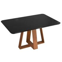 Mesa de Jantar Retangular 160cm Kiara D04 Freijó/Preto Brilho - Mpozenato