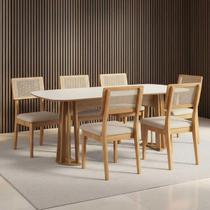 Mesa de Jantar Retangular 180cm com 6 Cadeiras 100% MDF Mesa de Jantar Retangular 180cm com 6 Cadeiras 100% MDF