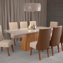 Mesa de Jantar Retangular 200x90 Haven com 8 Cadeiras em Madeira Maciça Topazio - Viero