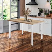Mesa De Jantar Retangular 4 Lugares 110 cm Branco Carvalho Pop Ciplafe